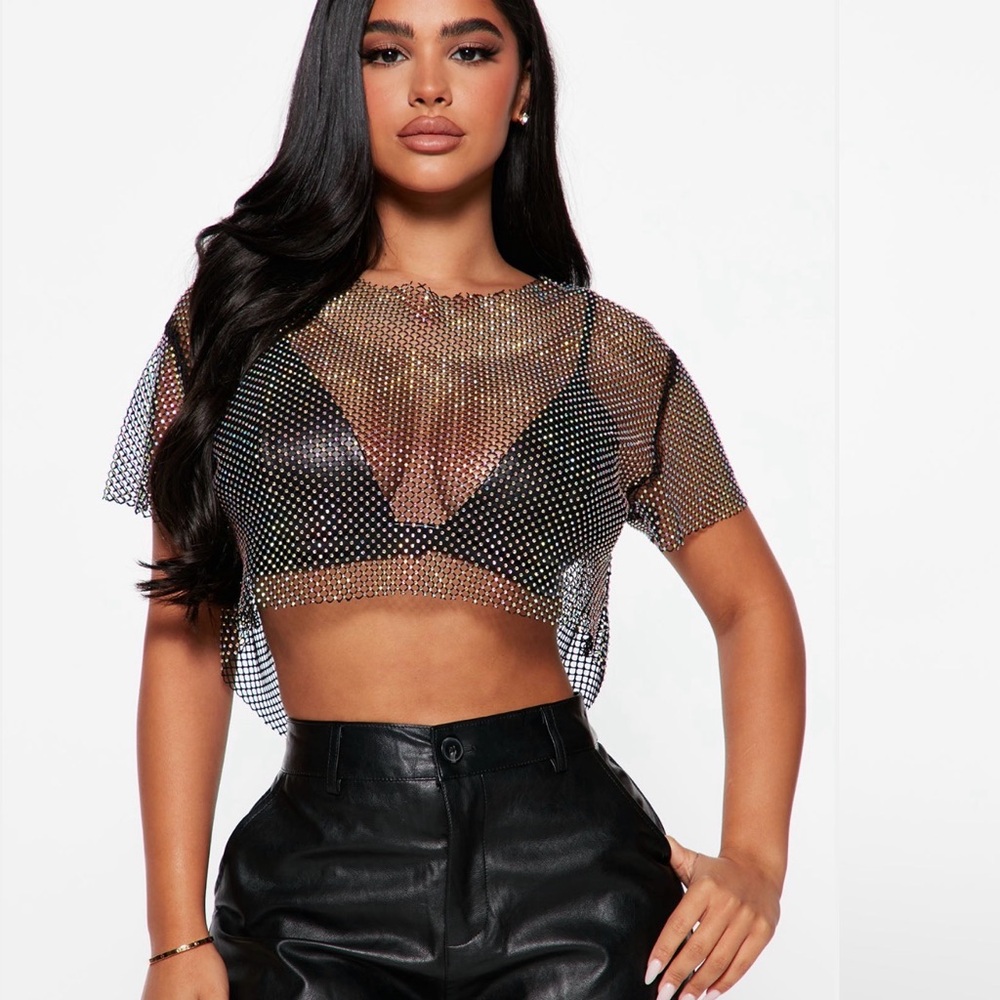 Sheer Black Mesh Crop Top